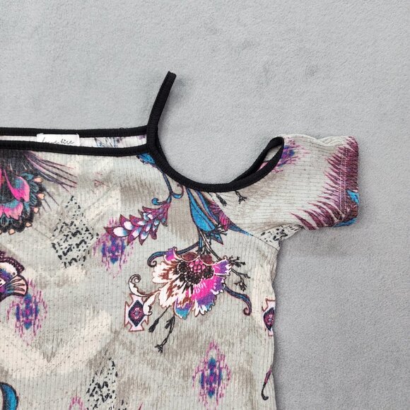 Love Fire Blouse Shirt Top Women's Size Small Multicolor Floral Cold Shoulders - Picture 2 of 10